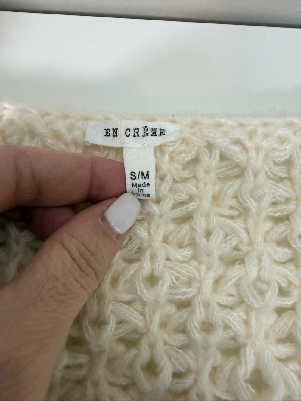 En Creme | Chunky Knit Tie Front Balloon Sleeve Cardigan | Cream | S/M - Picture 3 of 10